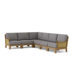 Anderson Teak Luxe Teak Wood outdoor sectional sofa set in navy canvas, designed for garden lounge with 9 color options.