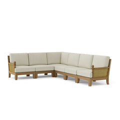 Anderson Teak Luxe Teak Wood Deep Seating Outdoor Sofa Set in Navy with 9 designer colors, perfect for garden lounge areas.