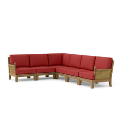 Anderson Teak Luxe Teak Wood Deep Seating Sofa Set in Canvas Navy, outdoor patio sectional for garden lounge, 9 designer colors
