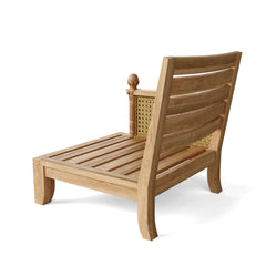 Anderson Teak SET-68 Luxe Teak Wood outdoor sofa set with deep seating, in a garden lounge setting, featuring nine designer colors.