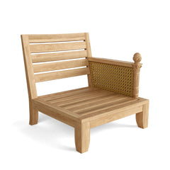 Anderson Teak SET-68 Luxe Teak Wood Outdoor Sofa Set with deep seating, modern design, in a garden lounge setting with colorful cushions.