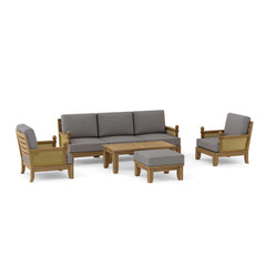 Anderson Teak SET-68 Luxe Teak Wood outdoor sofa set with deep seating, designer color cushions for garden lounge and patio.