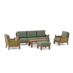 Anderson Teak SET-68 Luxe Teak Wood Outdoor Sofa Set with deep seating, in a stylish garden lounge setting with nine designer colors.