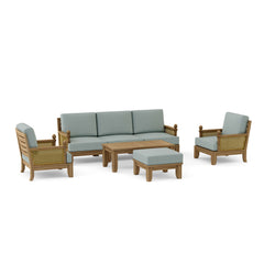 Anderson Teak SET-68 Luxe teak wood outdoor sofa set with deep seating, garden lounge, in 9 designer colors for patio comfort.