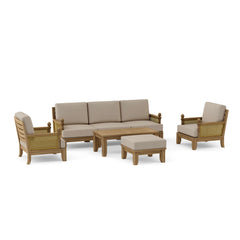 Anderson Teak SET-68 Luxe Teak Wood Outdoor Sofa Set with deep seating, four-piece patio lounge in natural teak finish.