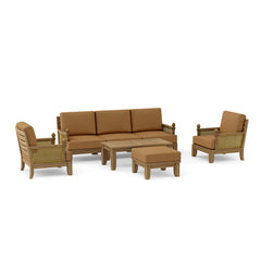 Anderson Teak SET-68 Luxe Teak Wood Sofa Set for outdoor patio, featuring deep seating and nine designer color options.
