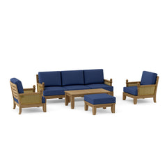Anderson Teak Luxe Teak Wood outdoor sofa set with deep seating, perfect for garden lounge, available in nine designer colors.