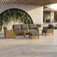 Anderson Teak Luxe Teak Wood Outdoor Sofa Set with deep seating, available in 9 designer colors for garden lounge and patio relaxation.