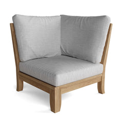 Anderson Teak SET-66 Luxe Teak Wood outdoor sectional sofa set with deep seating, shown in cast ash color for garden lounge.