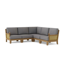 Anderson Teak SET-66 Luxe Teak Wood outdoor sectional sofa set with deep seating and 9 designer colors for garden lounge.
