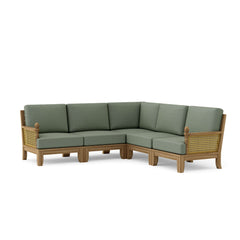 Anderson Teak Luxe Teak Wood Outdoor Sofa Set with deep seating, available in 9 designer colors for garden lounge or patio.