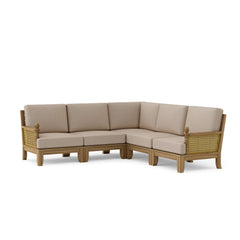 Anderson Teak SET-66 Luxe Teak Wood Outdoor Sofa Set with deep seating, in cast ash color, ideal for garden lounge patios.
