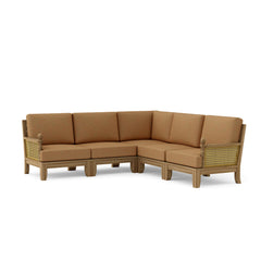 Anderson Teak SET-66 Luxe Teak Wood Outdoor Patio Sectional Sofa Set with deep seating, available in 9 designer colors for garden lounge