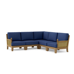 Anderson Teak SET-66 Luxe Teak Wood outdoor sectional sofa set with deep seating and nine designer colors for garden lounge.