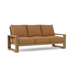 Anderson Teak Capistrano teak wood outdoor 3-seater sofa with cushions, available in 9 designer colors for garden lounge seating.