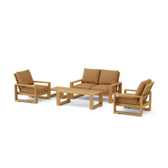 Anderson Teak Capistrano Teak Wood Outdoor Sofa Set in Cast Mist, featuring a conversational design for garden lounge in 9 designer colors.