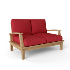 Anderson Teak Brianna deep seating sofa with plush cushions, available in nine designer colors, perfect for outdoor lounging.