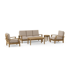 Anderson Teak Brianna deep seating outdoor patio sofa set in cast pomegranate with plush cushions, part of the garden lounge collection.