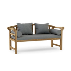 Anderson Teak Brisbane deep seating bench sofa in a designer color, showcasing its stylish wooden frame and comfortable cushions.