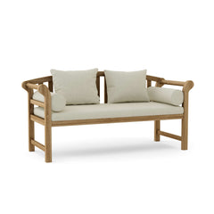 Anderson Teak Brisbane deep seating bench sofa in cast pomegranate with 9 designer color options for outdoor patio and garden.