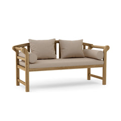 Anderson Teak Brisbane deep seating bench sofa in cast pomegranate, outdoor patio furniture with 9 designer color options.