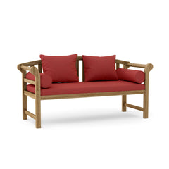 Anderson Teak Brisbane deep seating bench sofa in cast pomegranate color, outdoor luxury design with 9 color options for patio and garden.