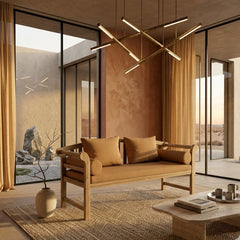 Anderson Teak Brisbane deep seating sofa in 9 designer colors, showcasing a stylish outdoor bench with plush cushions.