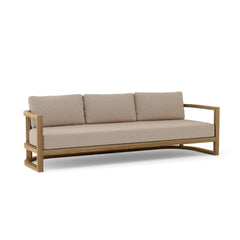 Anderson Teak Junus teak wood 4-seat outdoor patio sofa in Pomegranate color, perfect for garden lounge seating.