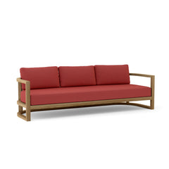 Anderson Teak Junus Teak Wood 4-seat outdoor patio sofa in pomegranate, designed for garden lounge with 9 color options.