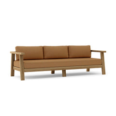 Anderson Teak Palermo teak wood outdoor 3-seater sofa with pomegranate finish, perfect for garden lounge, available in 9 designer colors.