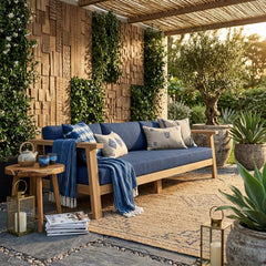 Anderson Teak Palermo deep seating sofa in vibrant designer colors, showcasing plush cushions and stylish outdoor furniture design.