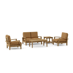 Anderson Teak Brianna outdoor teak wood sofa set with pomegranate cushions, garden lounge, 9 designer colors, outdoor patio furniture.