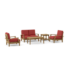 Anderson Teak Brianna Teak Wood Outdoor Sofa Set in Pomegranate, designed for garden lounge, with cushions in 9 designer colors.