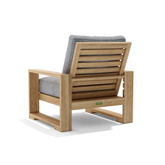Anderson Teak Capistrano deep seating set with sofa and table in cast pomegranate, outdoor patio furniture in designer colors.