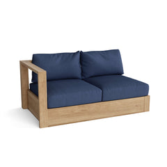 Anderson Teak Copacabana teak wood outdoor sofa set with colorful cushions, perfect for garden lounge and patio seating.