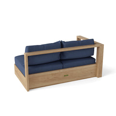 Anderson Teak Copacabana teak wood outdoor sofa set with colorful cushions, perfect for garden lounge and patio seating.