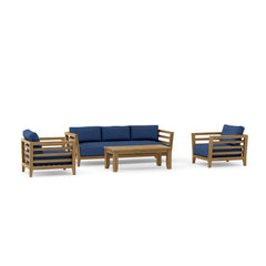 Anderson Teak Córdoba Teak Wood Outdoor Sofa set with deep seating, in vibrant pomegranate color, part of the SET-160 collection.