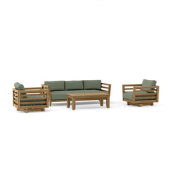 Anderson Teak Córdoba Teak Wood Outdoor Sofa Set in Pomegranate with deep seating and nine designer color options.