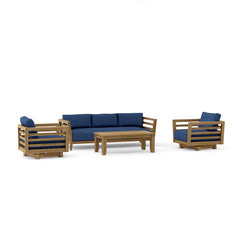 Anderson Teak Córdoba Teak Wood outdoor sofa set with deep seating in Pomegranate color, part of the SET-161 garden lounge collection.