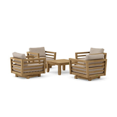 Cordoba Teak Wood outdoor sofa from Anderson Teak with deep seating, shown in Pomegranate color, part of the 9-color patio set.
