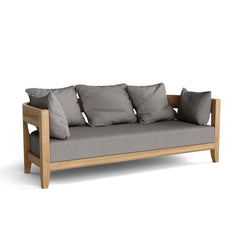 Anderson Teak Coronado 6-piece teak wood outdoor sofa set in deep seating with pomegranate cushions and nine designer colors.
