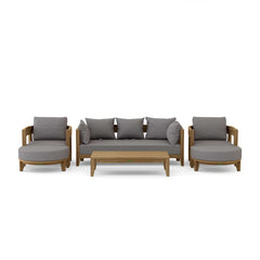 Anderson Teak Coronado 6-piece teak outdoor sofa set with deep seating, in vibrant pomegranate color for garden lounge.