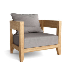 Anderson Teak Coronado 5-piece teak wood deep seating outdoor sofa set in pomegranate color for garden lounge.