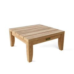 Anderson Teak 5-piece Coronado teak wood outdoor sofa set with deep seating in pomegranate color for garden lounge.