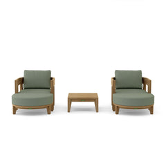 Anderson Teak Coronado 5-piece teak wood outdoor sofa set in pomegranate color, designed for garden lounge and patio seating.