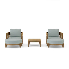 Anderson Teak Coronado 5-piece teak wood deep seating outdoor sofa set with colorful cushions for garden lounge comfort.