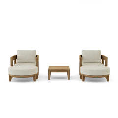 Anderson Teak Coronado 5-piece teak wood outdoor sofa set with deep seating in pomegranate color, designed for garden lounge.