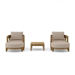 Anderson Teak 5-piece Coronado teak wood outdoor sofa set with deep seating in pomegranate color, perfect for garden lounge.