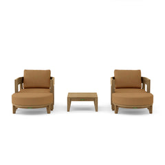 Anderson Teak Coronado 5-piece teak wood deep seating outdoor sofa set in pomegranate, with colorful cushions for garden lounge.