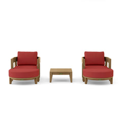 Anderson Teak Coronado 5-piece deep seating outdoor sofa set in pomegranate with plush cushions and elegant design.